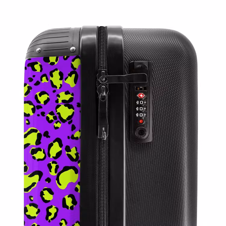 Valise - Impression de panthère en vert lime sur fond violet — 5