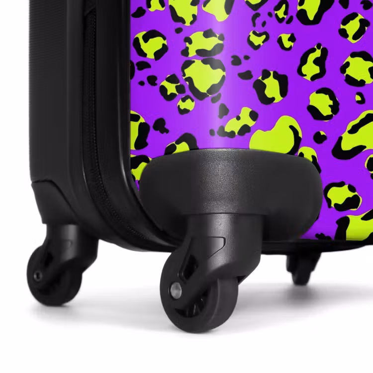 Valise - Impression de panthère en vert lime sur fond violet — 6