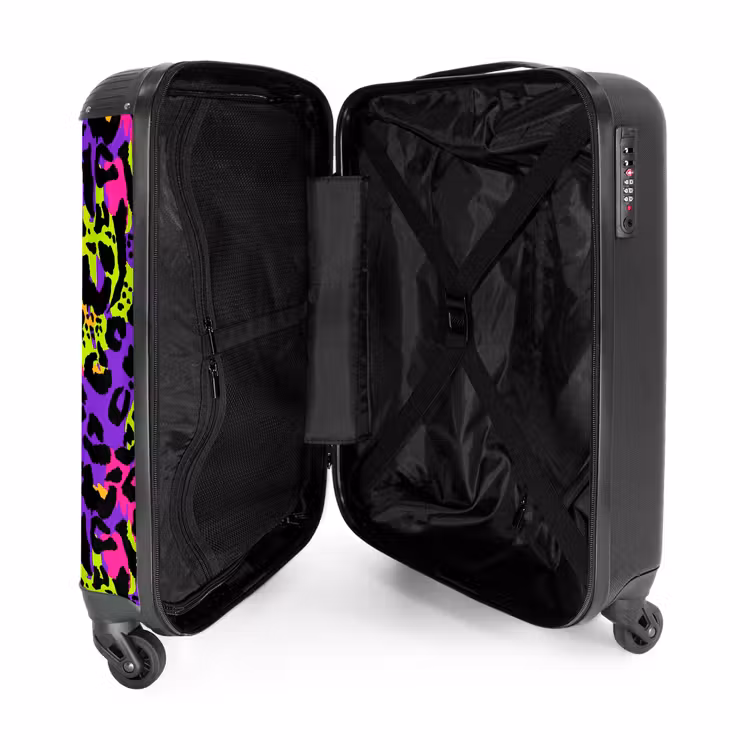 Valise - Imprimé panthère néon sur violet avec accents colorés — 4