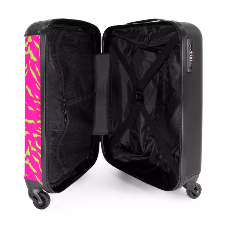 Valise - Imprimé tigre rose vif avec des rayures vert lime — 4