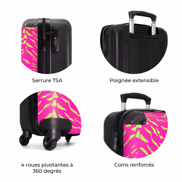 Valise - Imprimé tigre rose vif avec des rayures vert lime — 7