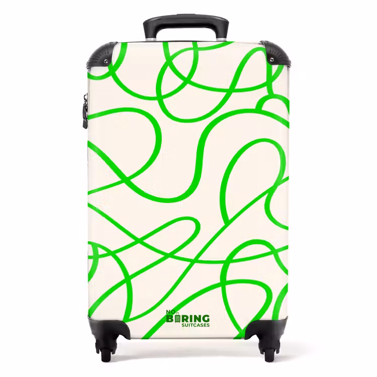Valise - Lignes bouclées vertes sur beige — 1