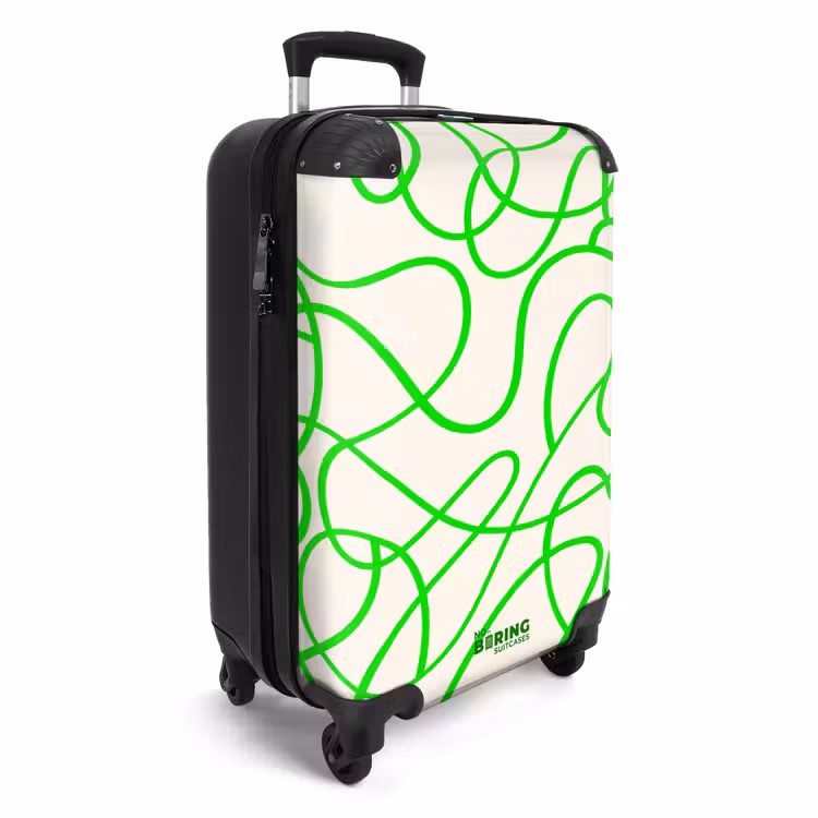 Valise - Lignes bouclées vertes sur beige — 2