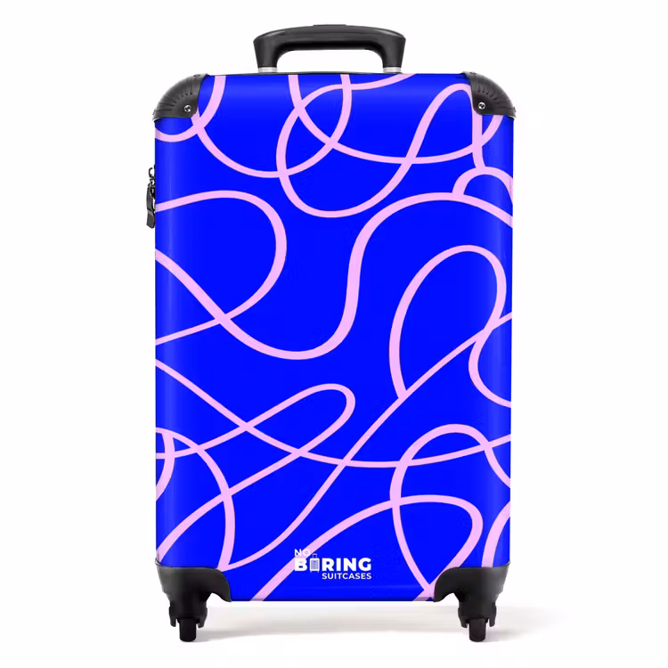 Valise - Lignes roses sur bleu cobalt — 1