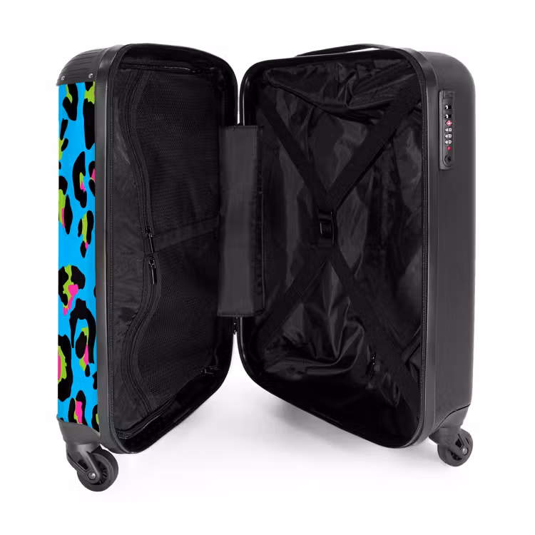 Valise - Motif de panthère en couleurs néon sur fond bleu — 4