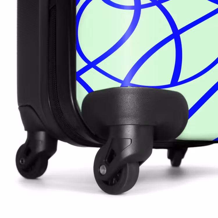Valise - Piste bouclée bleu cobalt sur vert menthe — 6