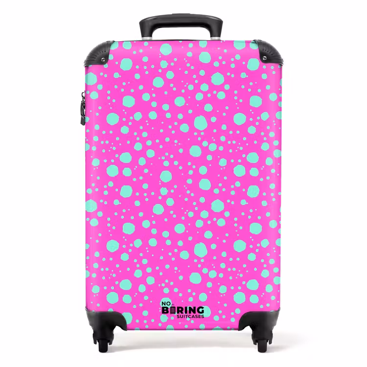 Valise - Points turquoise sur fond rose vif — 1