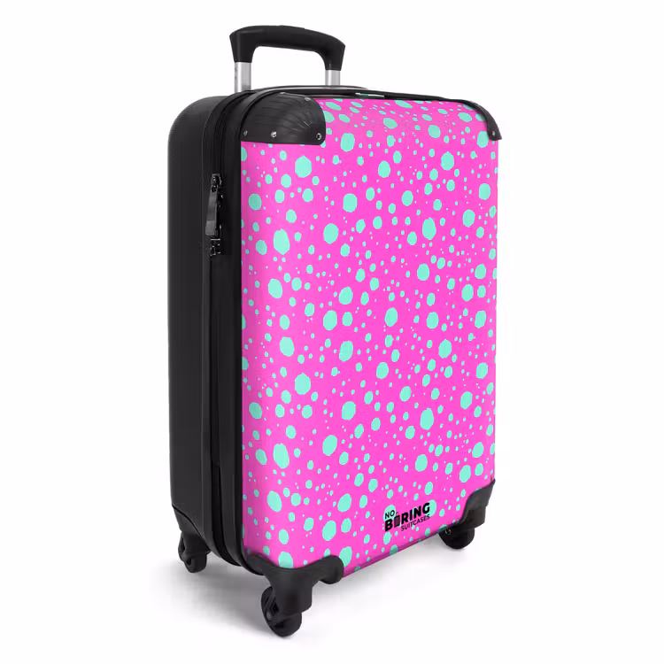 Valise - Points turquoise sur fond rose vif — 2