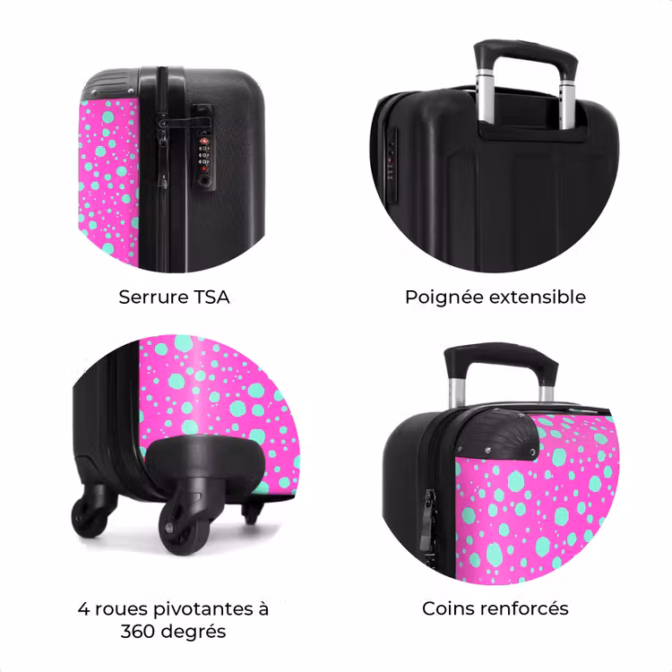 Valise - Points turquoise sur fond rose vif — 7