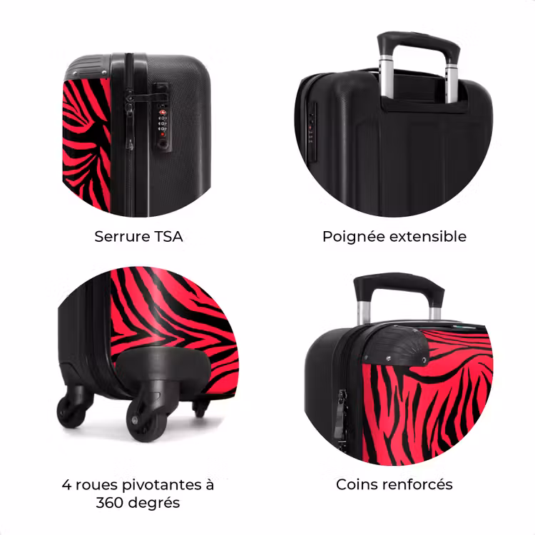 Valise - Rayures de zèbre en noir sur fond rose vif — 7