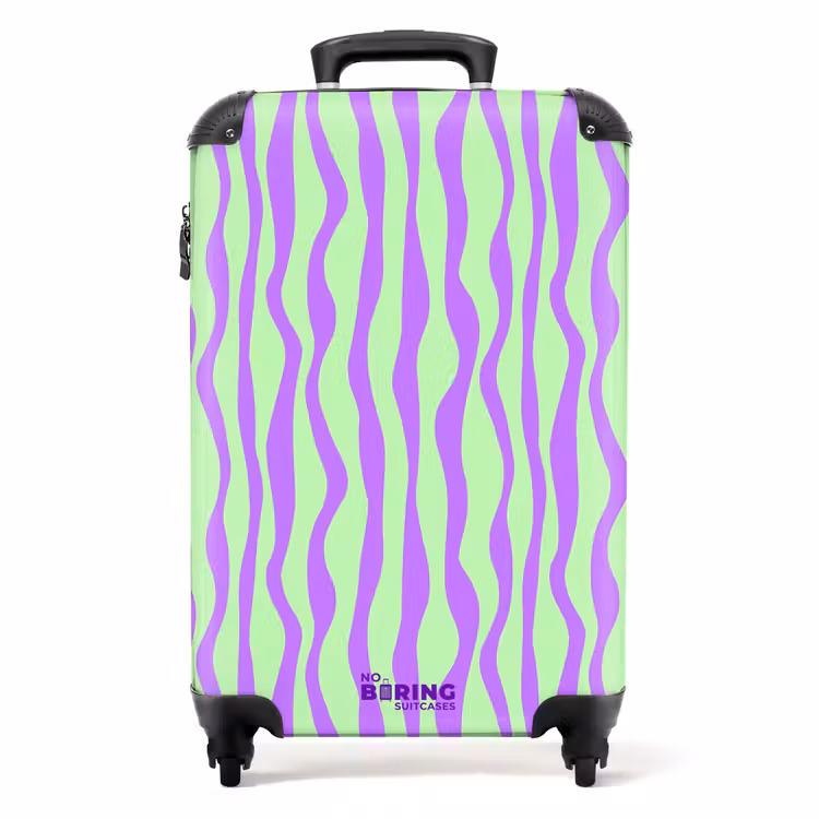 Valise - Rayures lilas sur fond vert menthe — 1