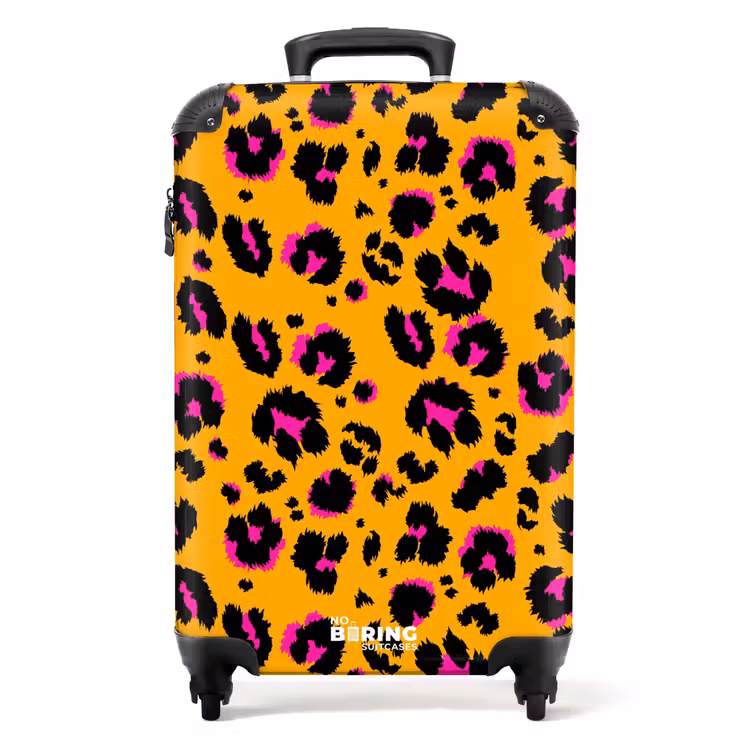 Valise - Taches de panthère en noir et rose sur fond orange — 1