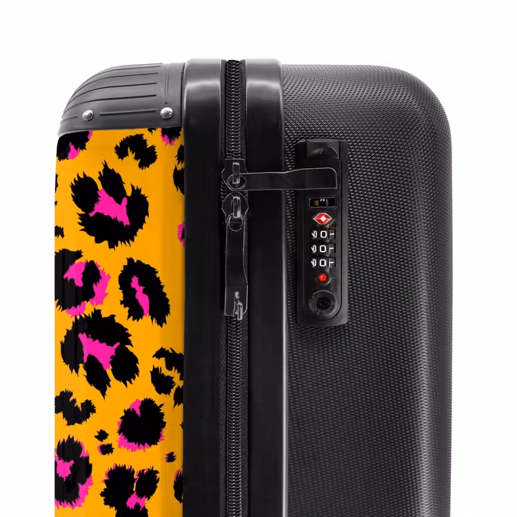 Valise - Taches de panthère en noir et rose sur fond orange — 5