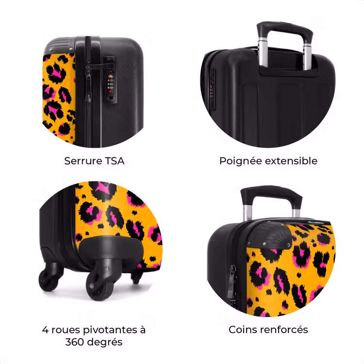 Valise - Taches de panthère en noir et rose sur fond orange — 7