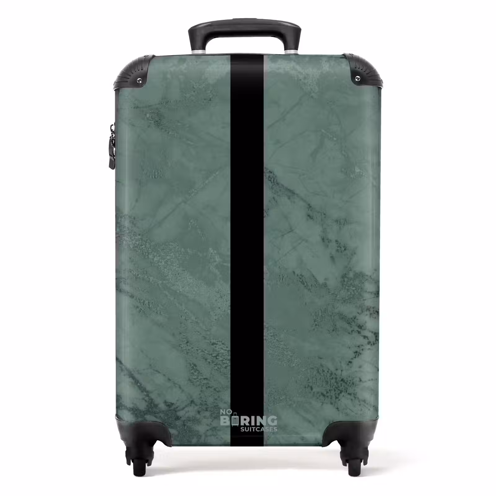 Valise - Aspect marbre vert avec bande verticale noire — 1