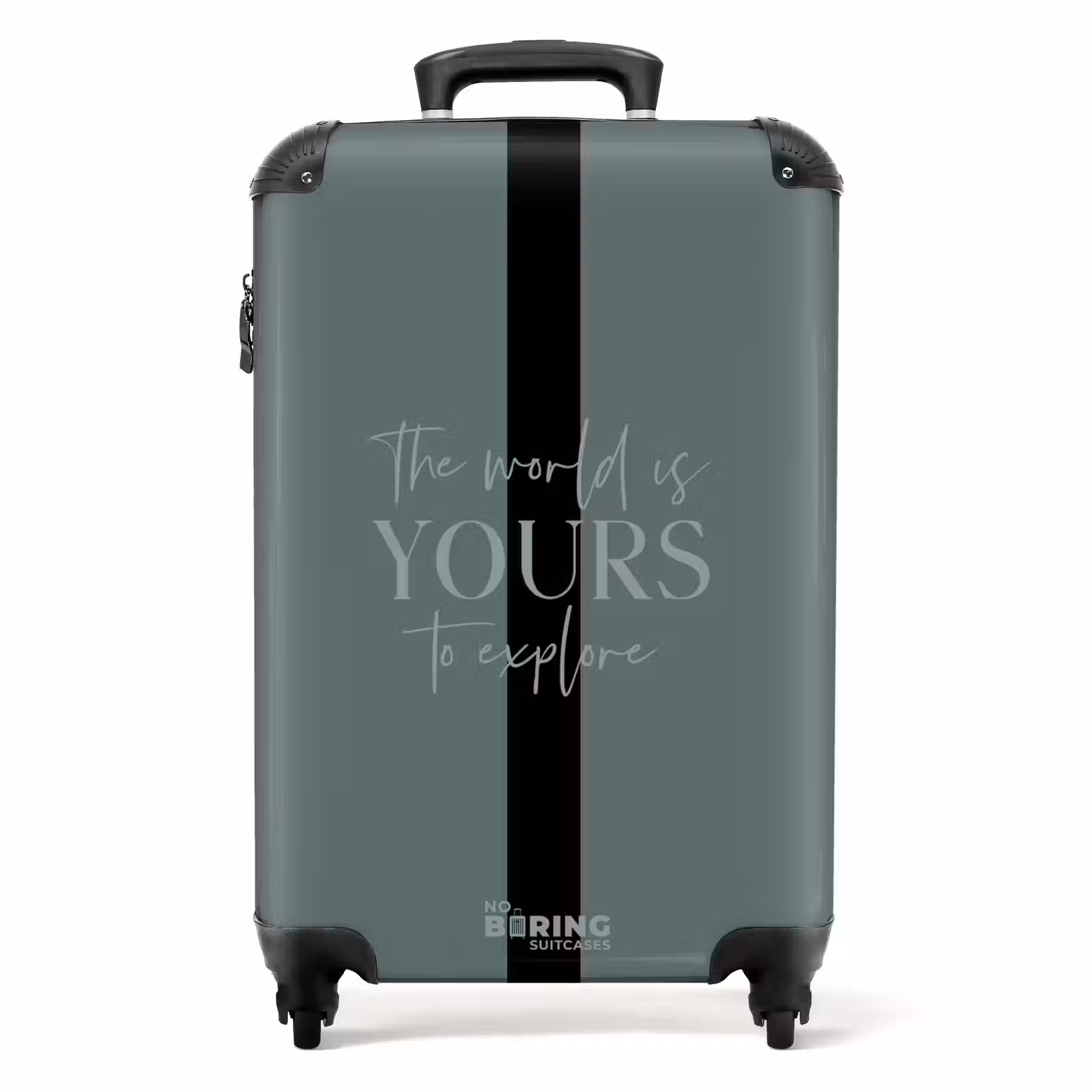 Valise - Fond vert avec texte Le monde est à vous de l'explorer — 1