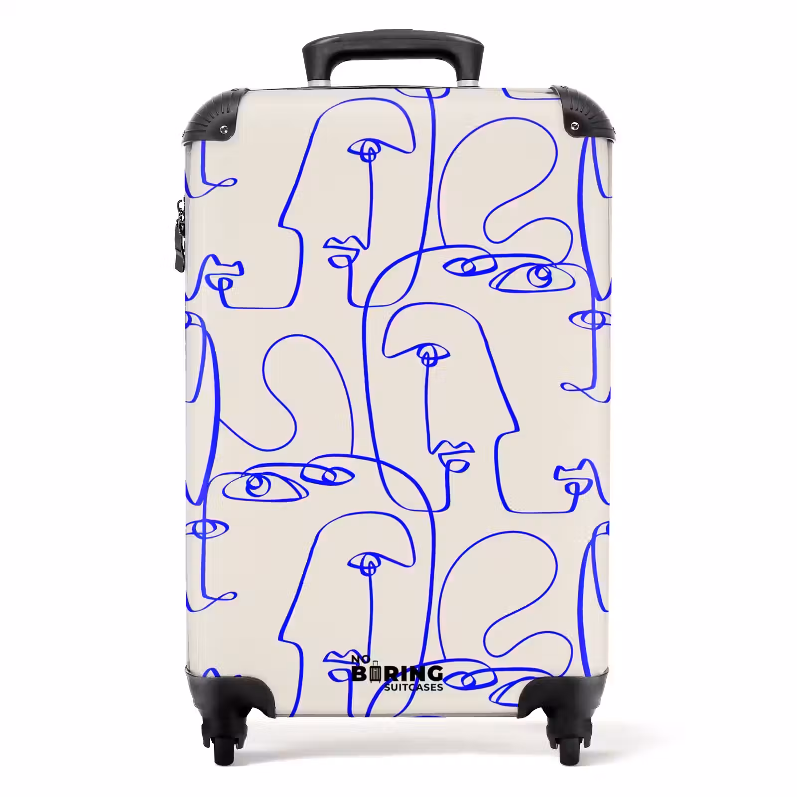 Valise - Visages en ligne bleue sur fond beige — 1