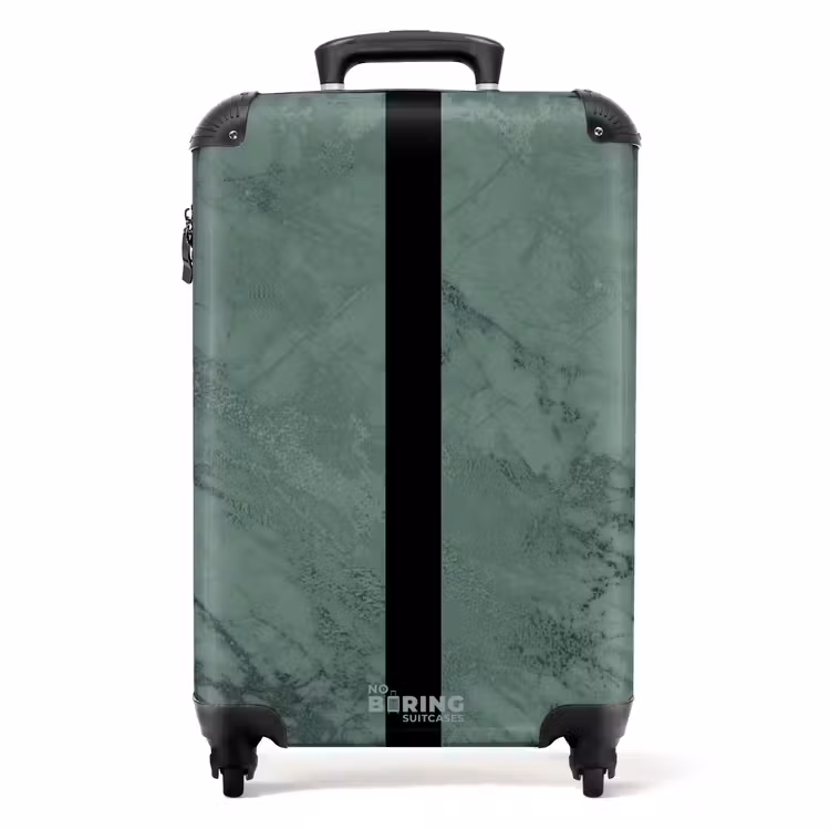 Valise - Aspect marbre vert avec bande verticale noire — 1