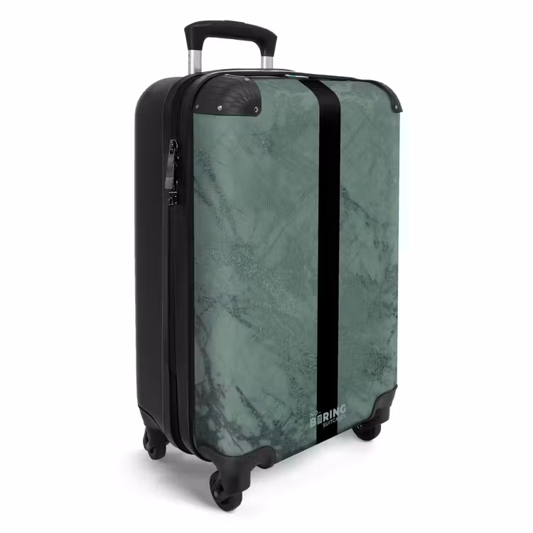 Valise - Aspect marbre vert avec bande verticale noire — 2