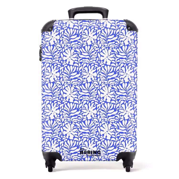Valise - Fleurs et feuilles sur fond bleu — 1