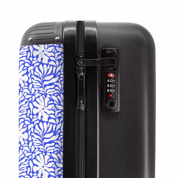 Valise - Fleurs et feuilles sur fond bleu — 5