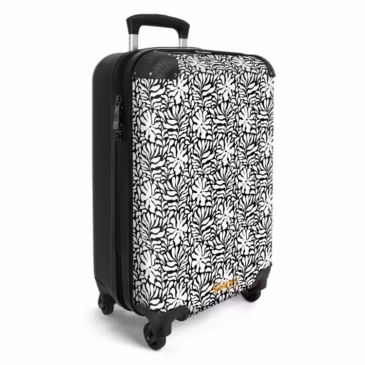 Valise - Fleurs et feuilles sur fond noir — 2