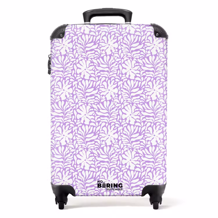 Valise - Fleurs et feuilles sur fond violet — 1