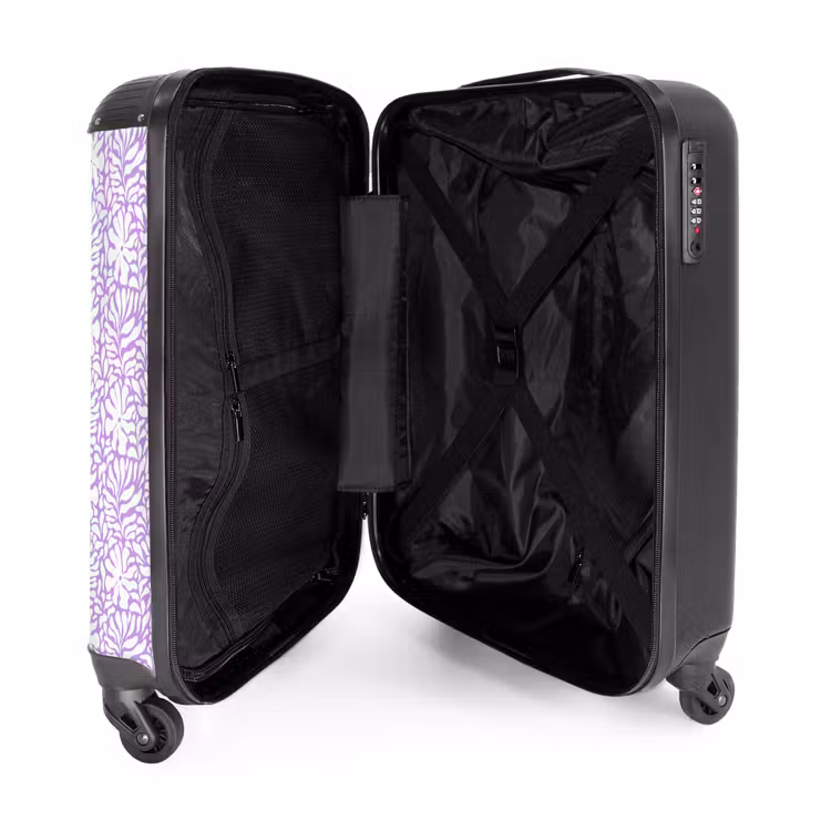 Valise - Fleurs et feuilles sur fond violet — 4