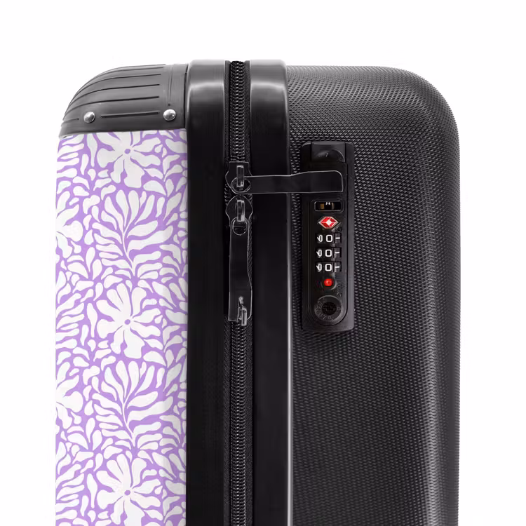 Valise - Fleurs et feuilles sur fond violet — 5