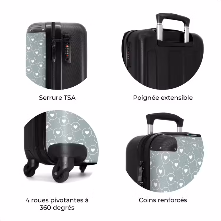 Valise - Fond gris-vert avec des cœurs blancs — 8