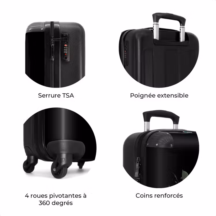 Valise - Fond noir avec fleur d'hibiscus verte — 7