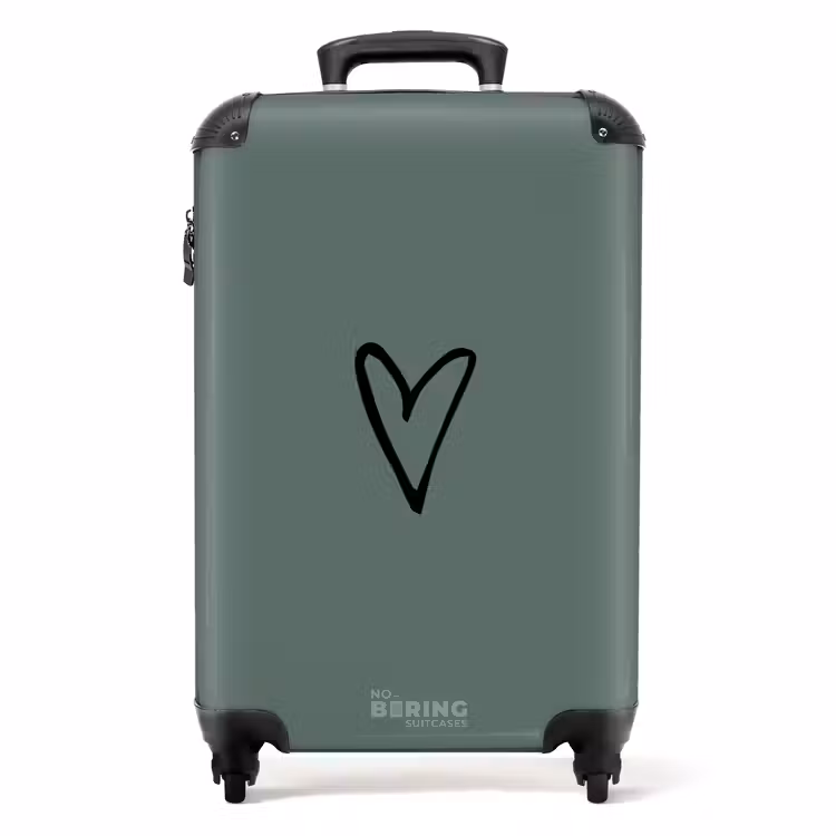 Valise - Fond vert avec cœur noir — 1