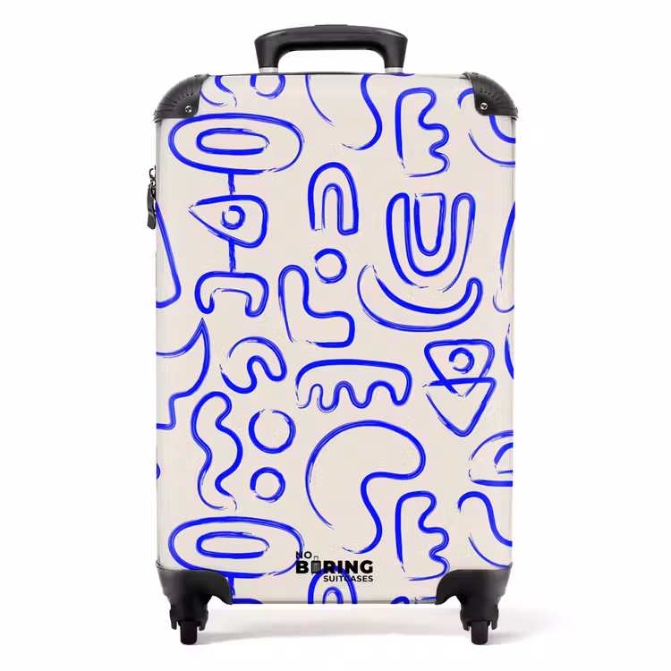 Valise - Formes abstraites bleues sur beige — 1