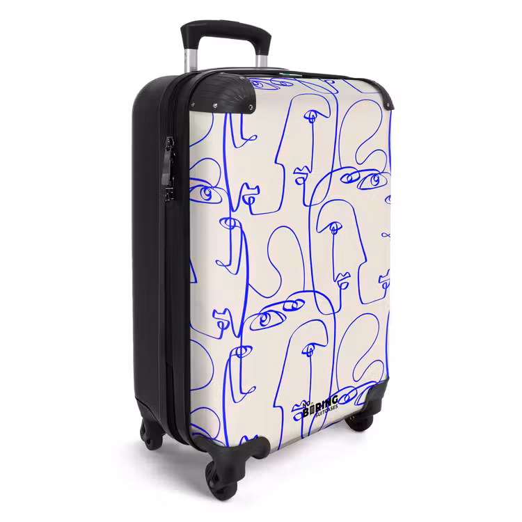 Valise - Visages en ligne bleue sur fond beige — 2