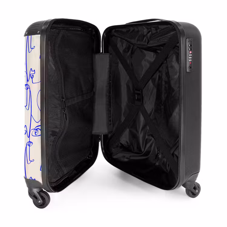 Valise - Visages en ligne bleue sur fond beige — 4