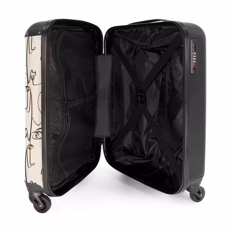 Valise - Visages en ligne marron sur fond beige — 4