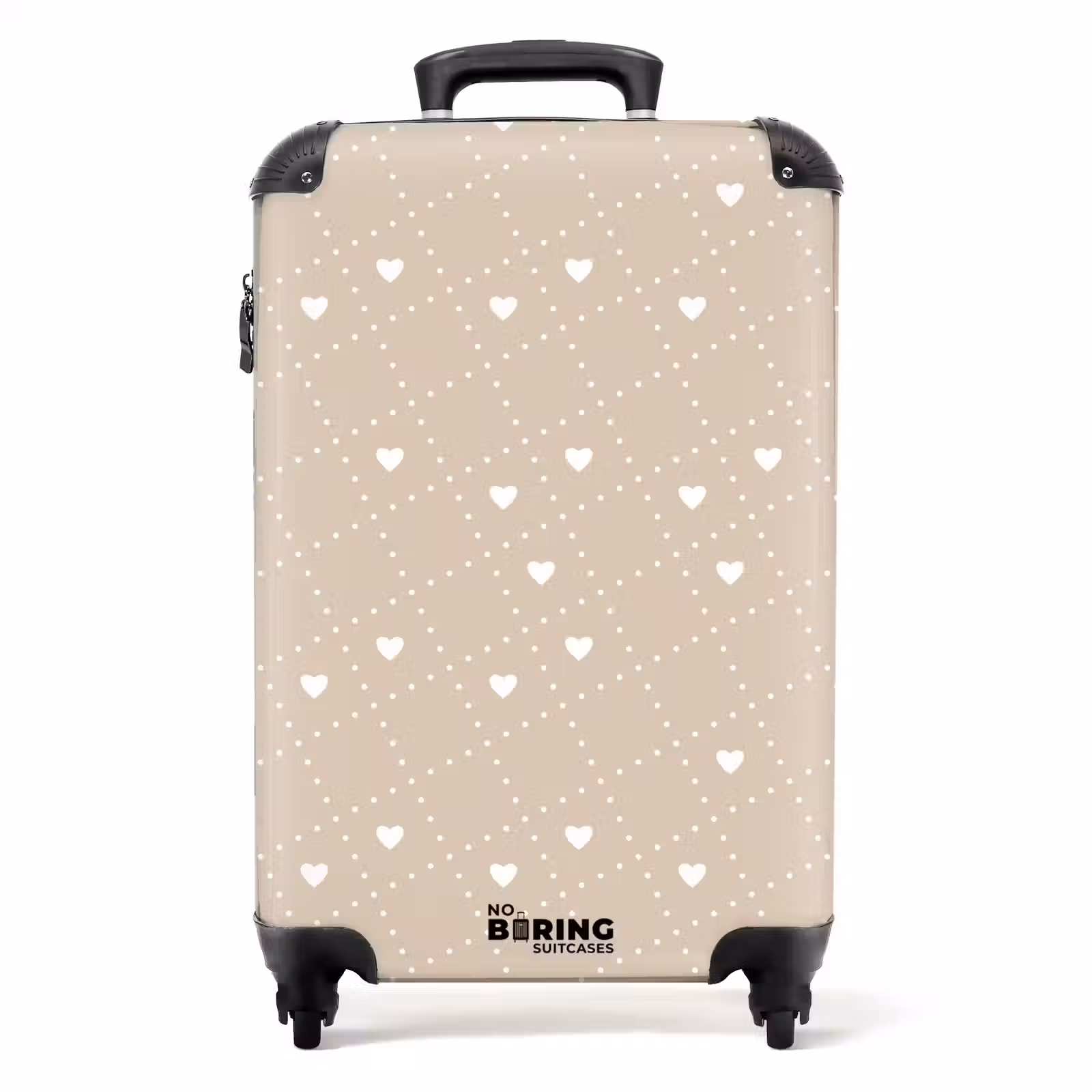 Valise - Fond beige avec cœurs blancs — 1
