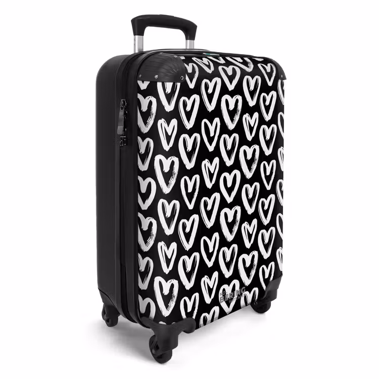 Valise - Coeurs crème sur fond noir — 2