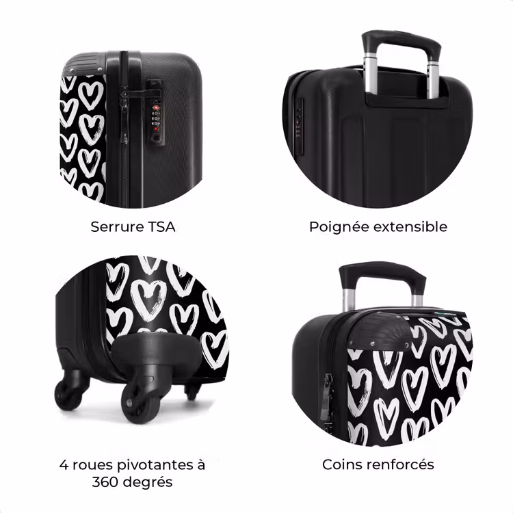 Valise - Coeurs crème sur fond noir — 7