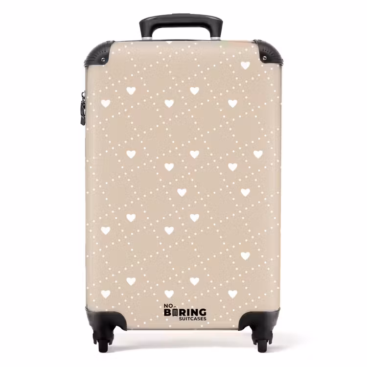 Valise - Fond beige avec cœurs blancs — 1