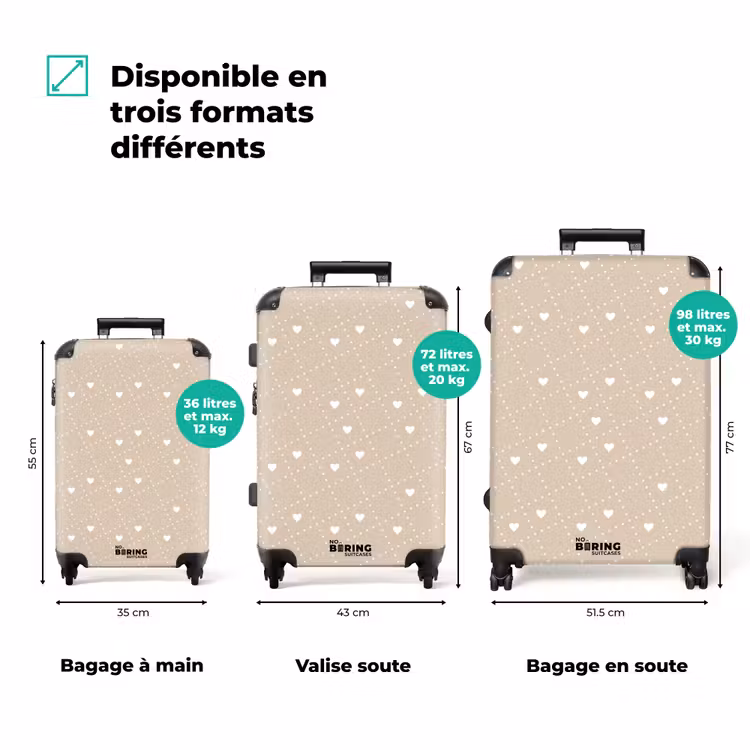 Valise - Fond beige avec cœurs blancs — 3