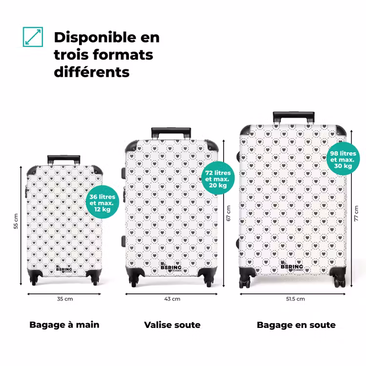 Valise - Fond crème avec cœurs bruns — 3