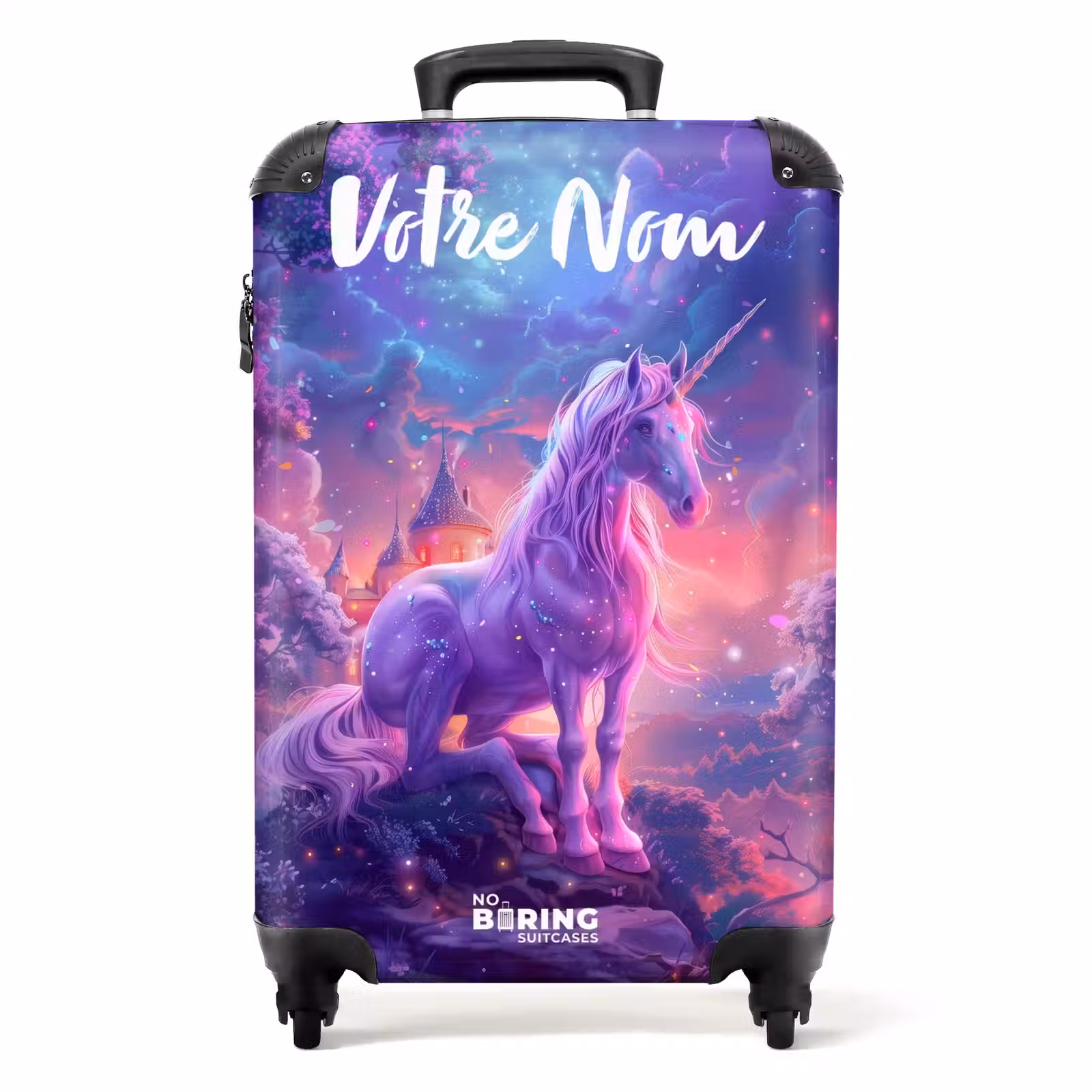 Valise avec nom - Licorne violette dans un environnement magique — 1