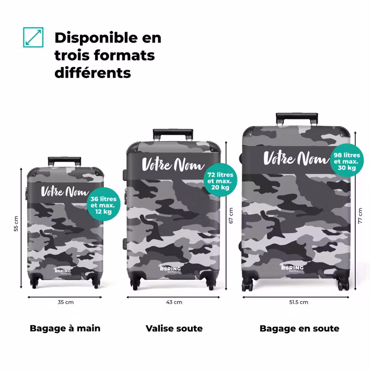 Valise avec nom - Camo gris — 3