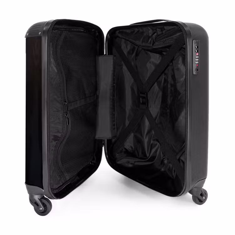 Valise avec nom - Cheval noir avec une crête blanche et des fleurs colorées — 5