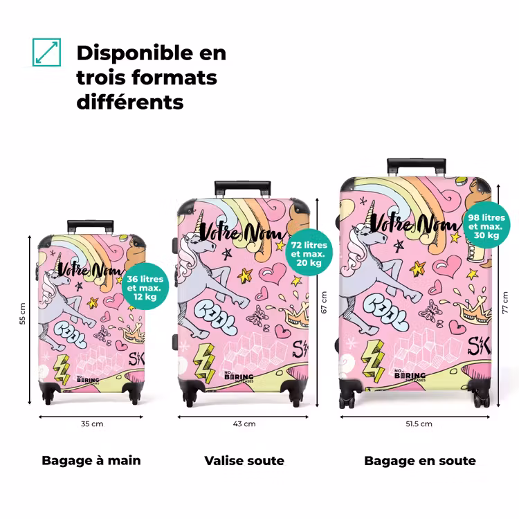 Valise avec nom - Gribouillis de licorne — 3