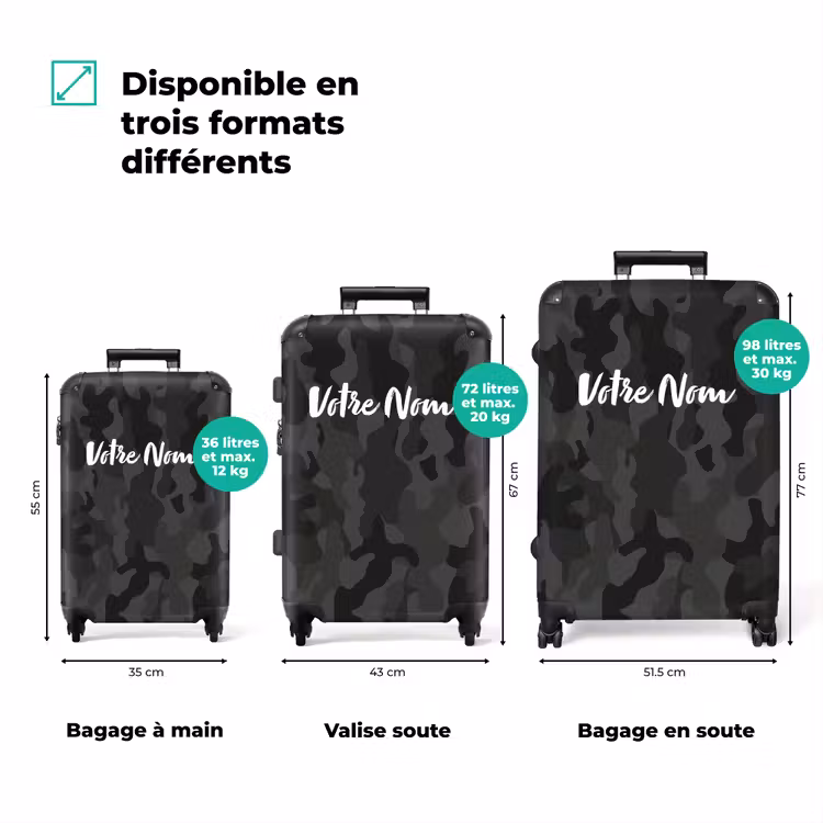 Valise avec nom - Imprimé camouflage vert — 3