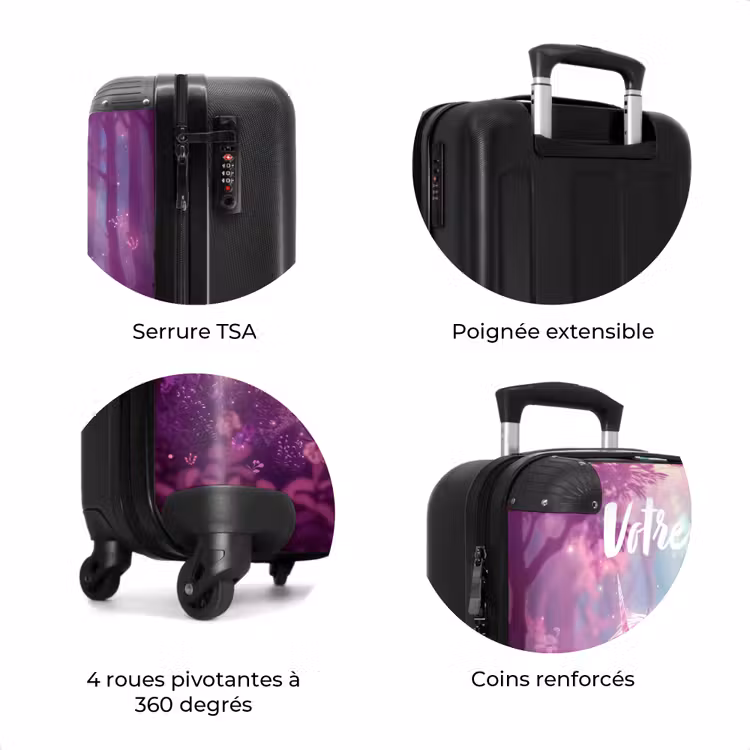 Valise avec nom - Licorne entourée de nature violette — 8