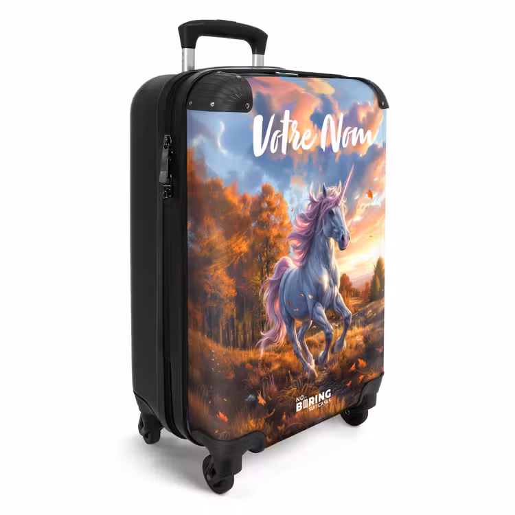 Valise avec nom - Licorne galopante dans le monde de l'automne — 2
