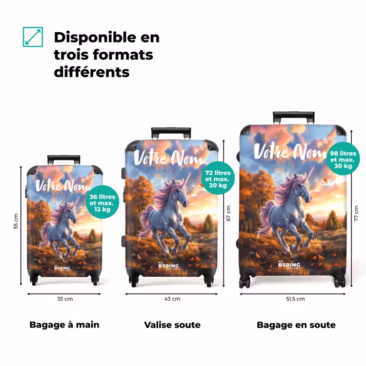 Valise avec nom - Licorne galopante dans le monde de l'automne — 3